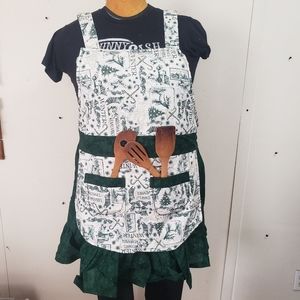 Green Christmas Handmade Kitchen Apron
